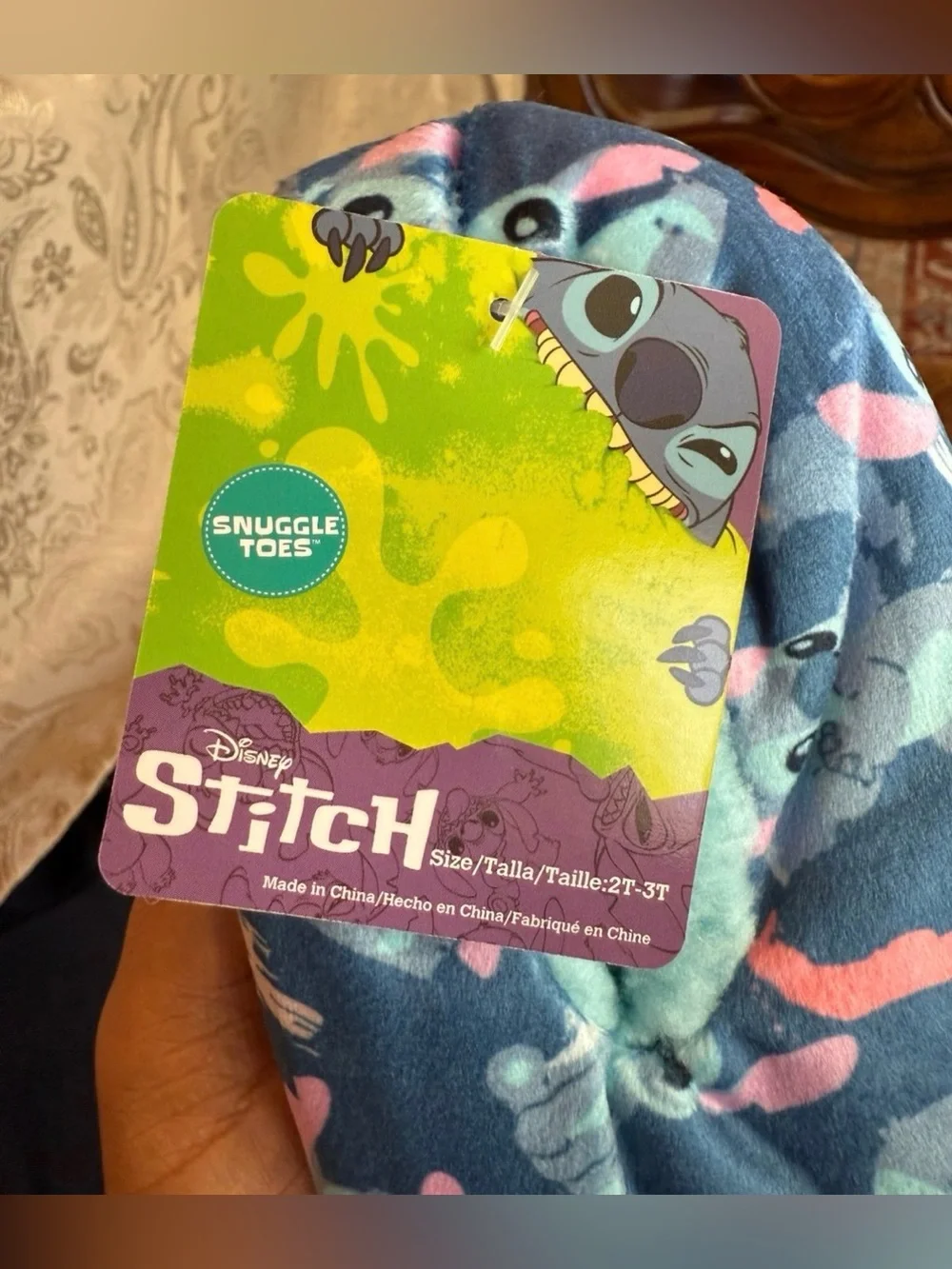 Disney Stitch Snuggle Toes Slipper Socks; Toddler’s Size 2T-3T NWT